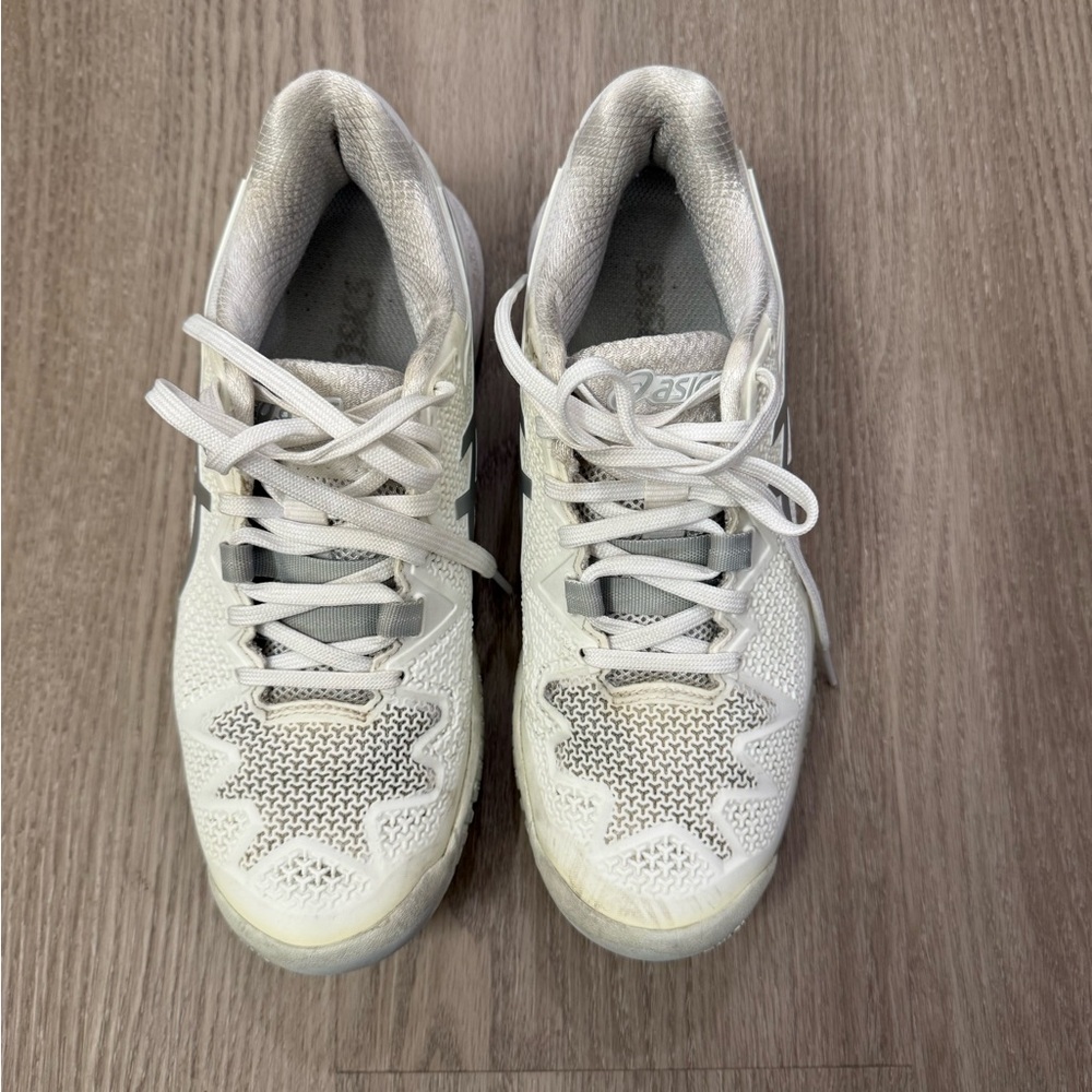 Asics White Gel-Resolution 8 Tennis Shoes